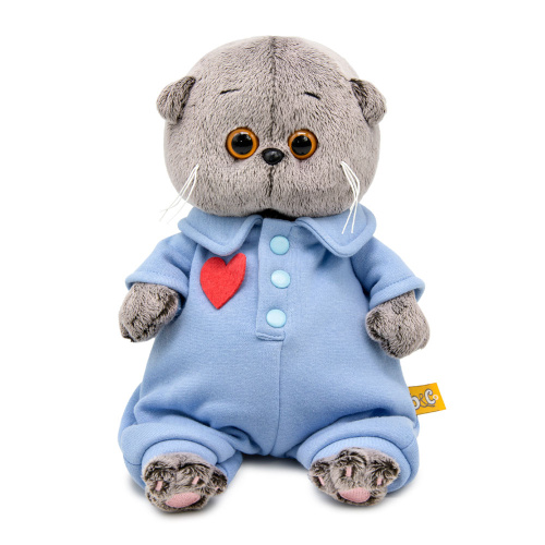 Басик BABY в голубом комбинезоне с сердечком