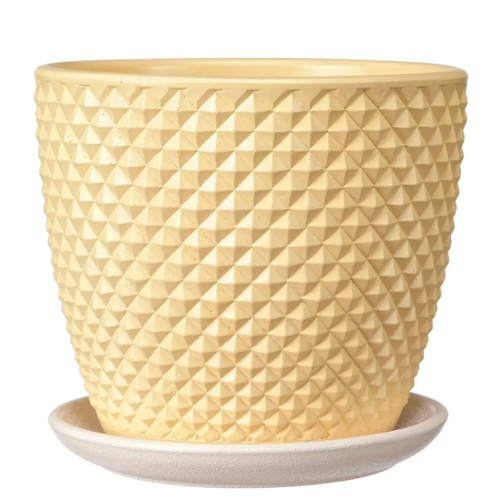 Горшок композит грань желтый бутон №1