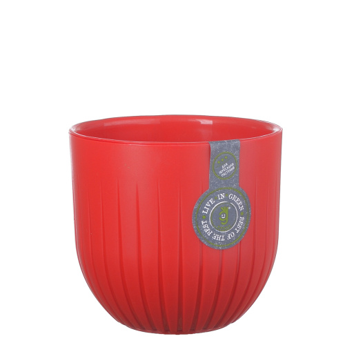 Кашпо с дренажной вставкой альфа 1,4 л, красный