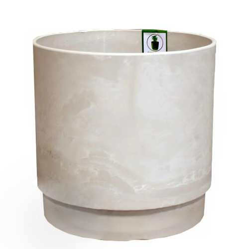 горшок круглый с/дренаж вклад. 4л белый камень
