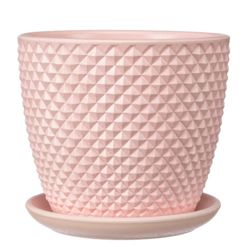 Горшок композит грань розовый бутон №2