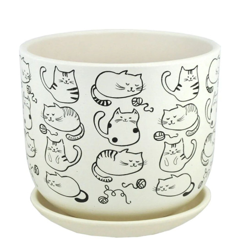 Горшок композит Коты белый бук №1