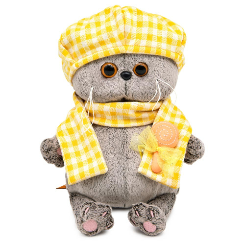 Басик BABY в берете и шарфе в клетку