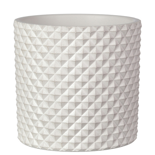 Горшок композит Грань белый цилиндр кашпо №2