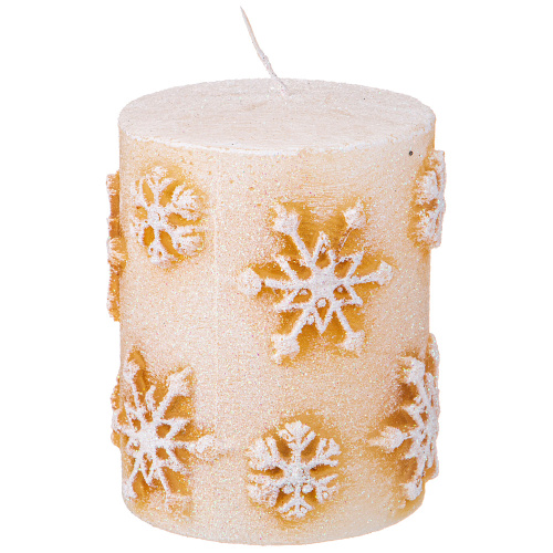 cвеча "Снежинки" белая с золотом (315-352)